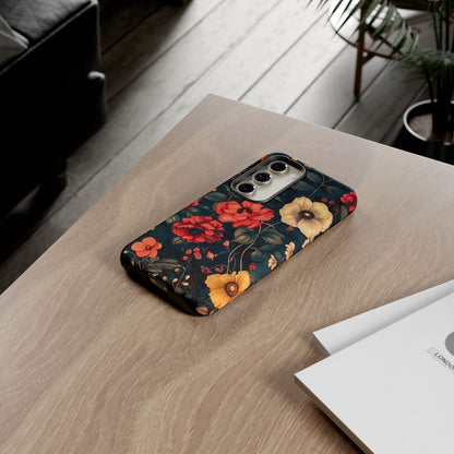 Floral Phone Case, Tough Cases, Flower Motif, Protective Cover, Gift for Her, Floral Design, Spring Accessory