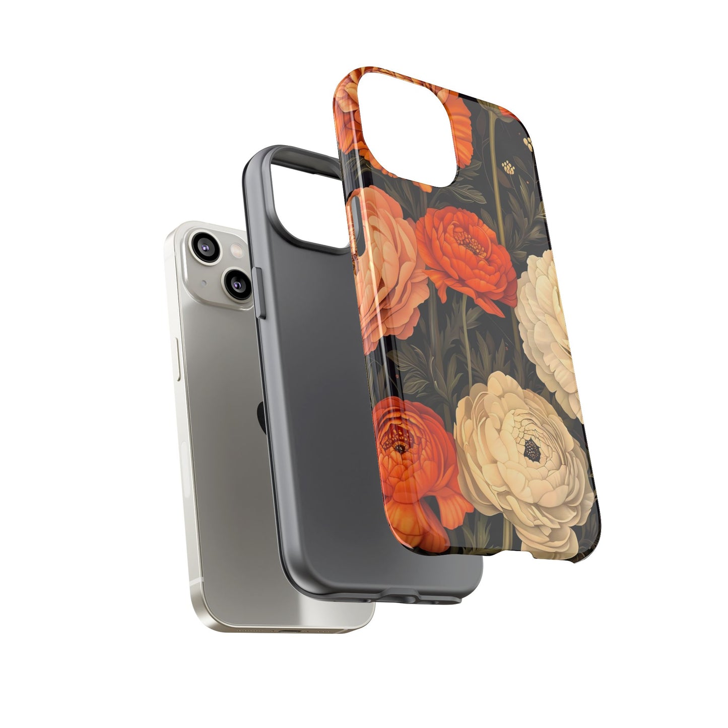 Floral Phone Case with Tough Protection, Blooming Ranunculus Design, Durable Cover, Gift for Flower Lovers, Eco-Friendly Phone Accessory