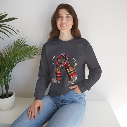 Unisex Heavy Blend™ Crewneck Sweatshirt - Plaid British Scarf - Timeless Style and Classic Elegance