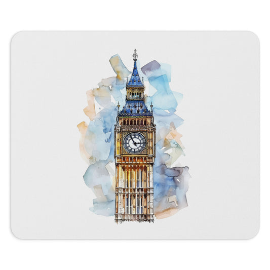 Watercolor Big Ben Mouse Pad, Desk Accessory, Gamer Gift, Home Office Decor, British Theme, Office Essentials