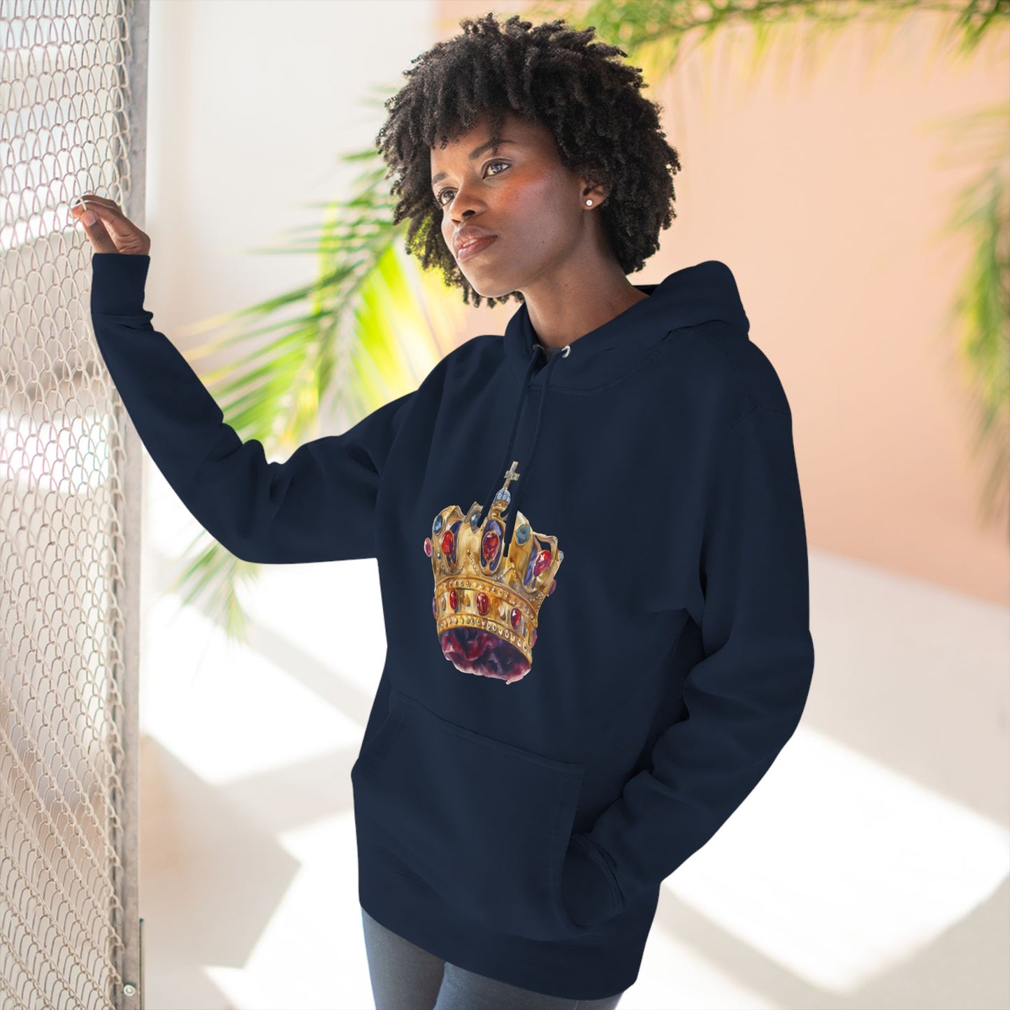 Three-Panel Fleece Hoodie - British Royal Crown - Symbol of Regal Elegance and Authority