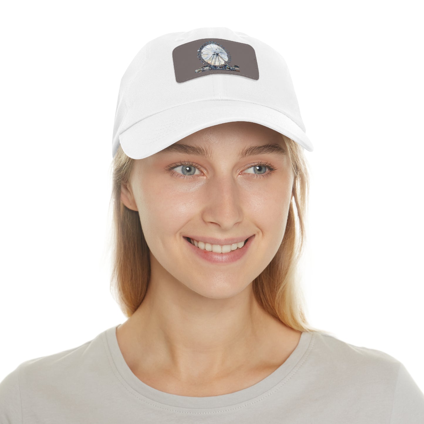 London Eye Stylish Dad Hat with Leather Patch, Casual Fashion, Gift for Dad, Outdoor Activities, Summer Vibes, Unique Accessories
