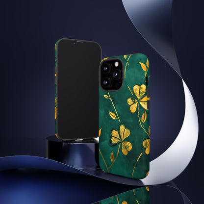 Floral Phone Case with Gold Accents, Tough Phone Cover, Stylish Phone Protector, Unique Gift for Her, Nature Lover Accessory