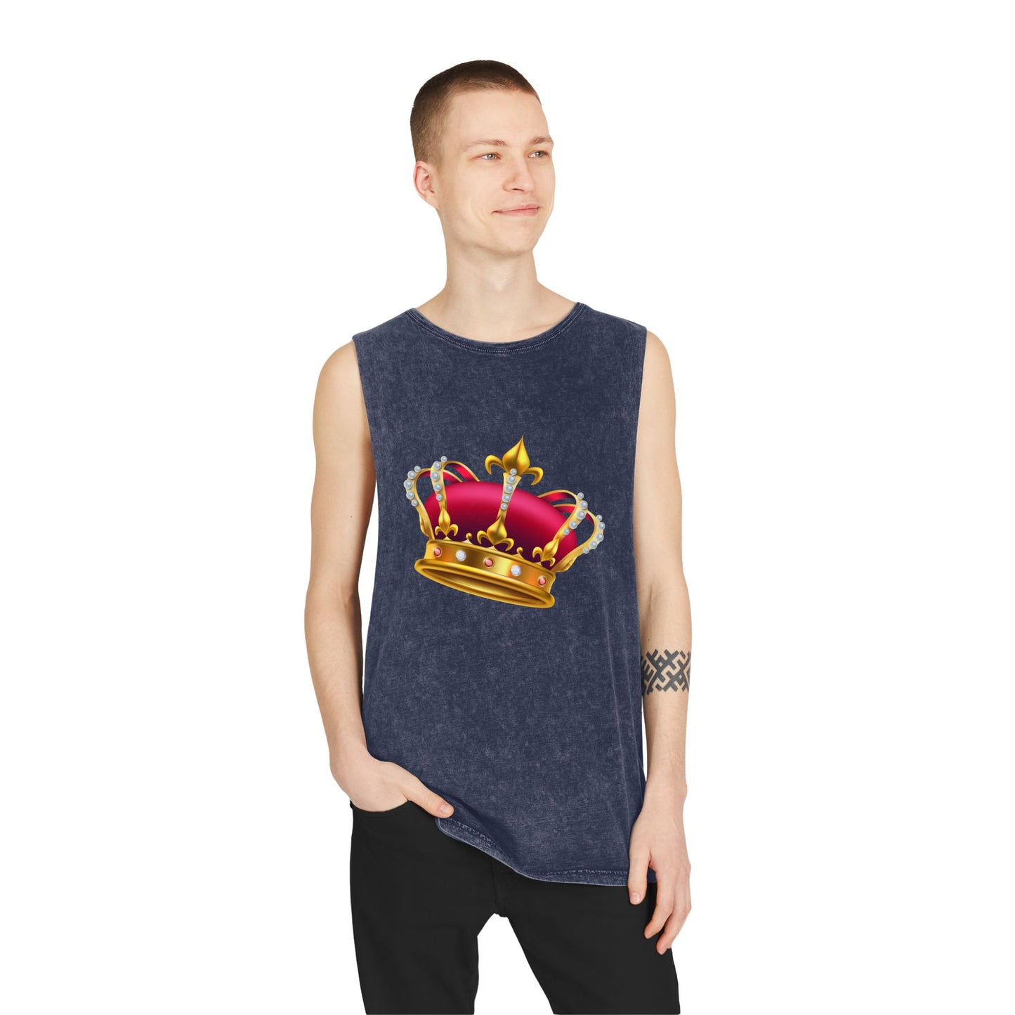 Unisex Stonewash Tank Top - British Royal Crown Design - Iconic Symbol of Monarchy