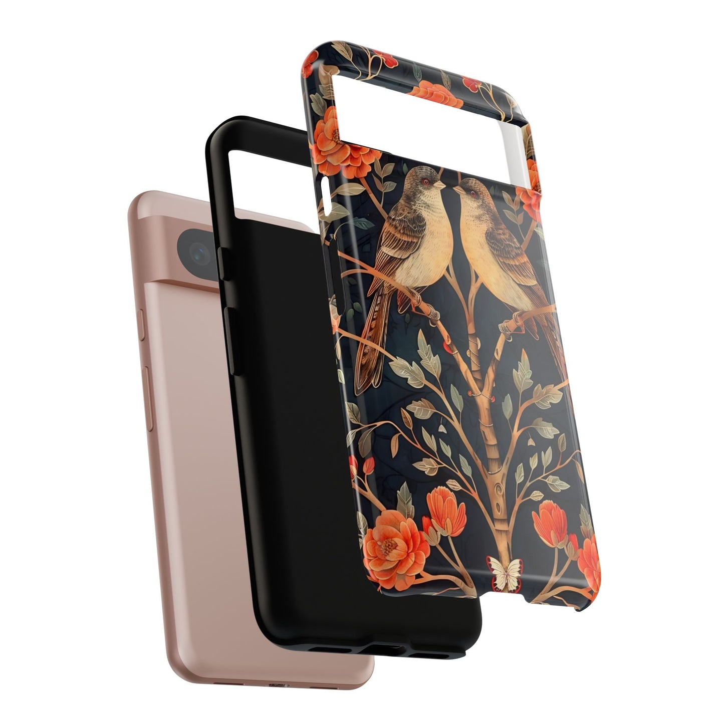 Floral Phone Case – Tough Cases with Bird Design, Unique Gift for Nature Lovers, Stylish Tech Accessory, Phone Cover, Artistic Case