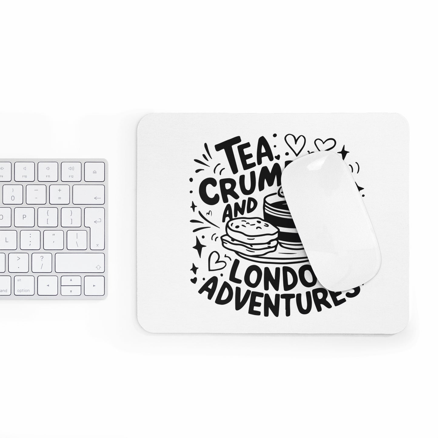 Tea & Crumpets Mouse Pad - Cute Office Decor, Gift for Tea Lovers, London Adventure Theme, Ergonomic Design, Workspace Essentials