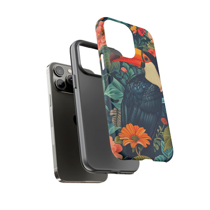 Tropical Toucan Phone Case - Cute Animal Design, Nature Lover Gift, Floral Pattern, Bird Lover Accessory, Summer Vibes