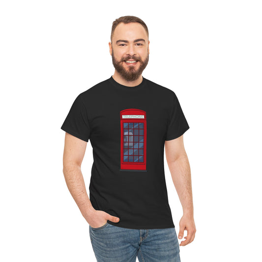 Unisex Heavy Cotton T-Shirt - Vintage British Telephone Box Design