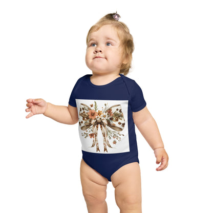 Floral Bow Short Sleeve Baby Bodysuit - Cute Infant Outfit for Special Occasions