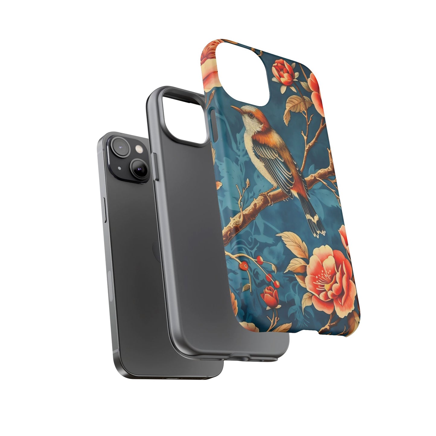 Bird & Floral Phone Case, Tough Cases for Nature Lovers, Gift for Her, Customizable Design, Vibrant Tech Accessories