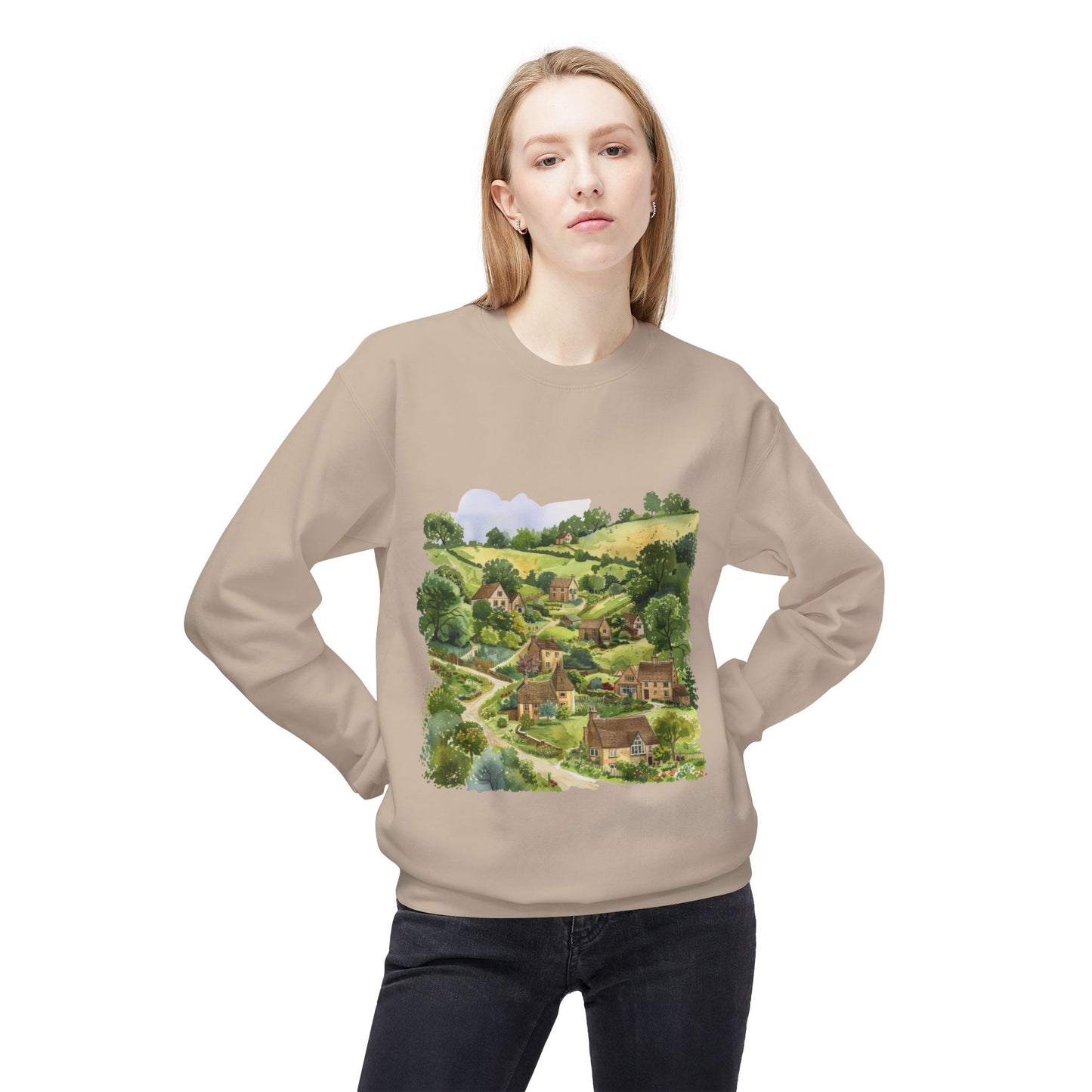 Unisex Midweight Softstyle Fleece Crewneck Sweatshirt - Elegant and Refreshing British Nature