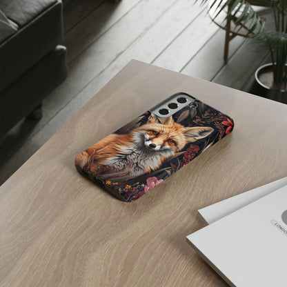 Fox Floral Phone Case, Tough Cases for Animal Lovers, Nature Themed Gift, Cute Phone Cover, Wild Fox Protector