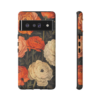 Floral Phone Case with Tough Protection, Blooming Ranunculus Design, Durable Cover, Gift for Flower Lovers, Eco-Friendly Phone Accessory