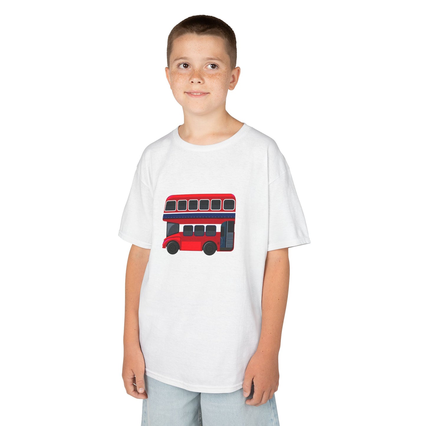 Kids  Tee -  British Red Bus Watercolor Design - Fun Cotton T-Shirt for Young Adventurers