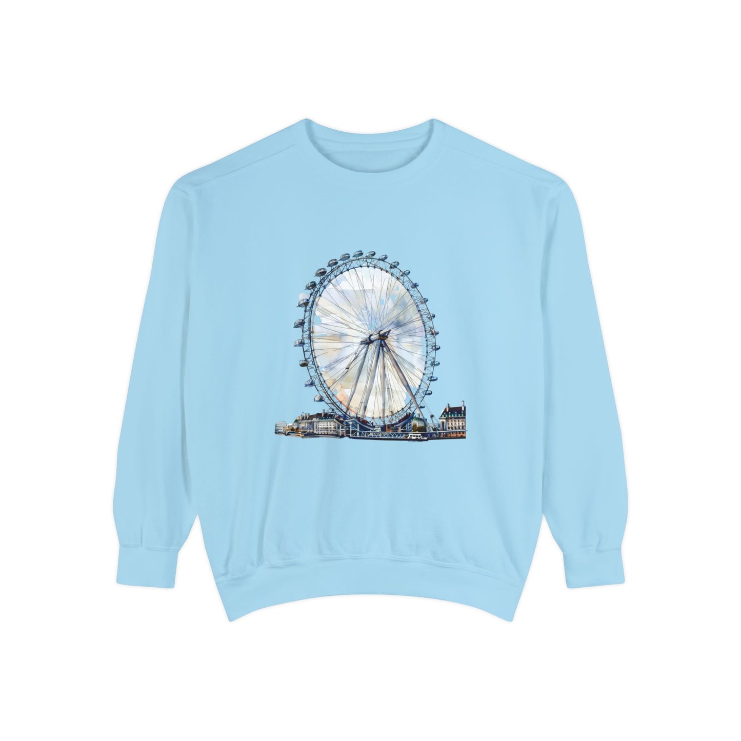 Unisex Garment-Dyed Sweatshirt - London Eye - Iconic Ferris Wheel