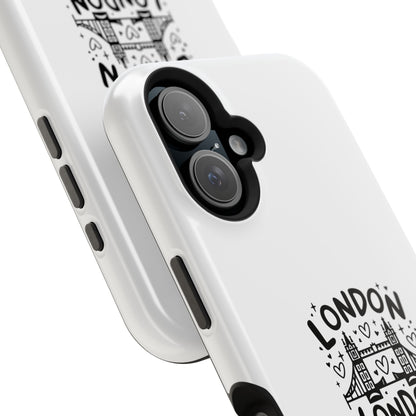 London Love Magnetic Tough Case, Personalized Phone Case, Unique London Design, Gift for Travelers, Cute London Souvenir
