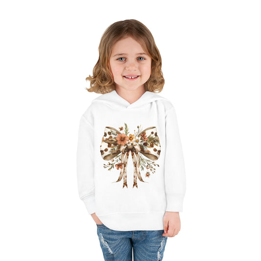 Floral Bow Toddler Pullover Fleece Hoodie - Cute & Cozy for Little Ones