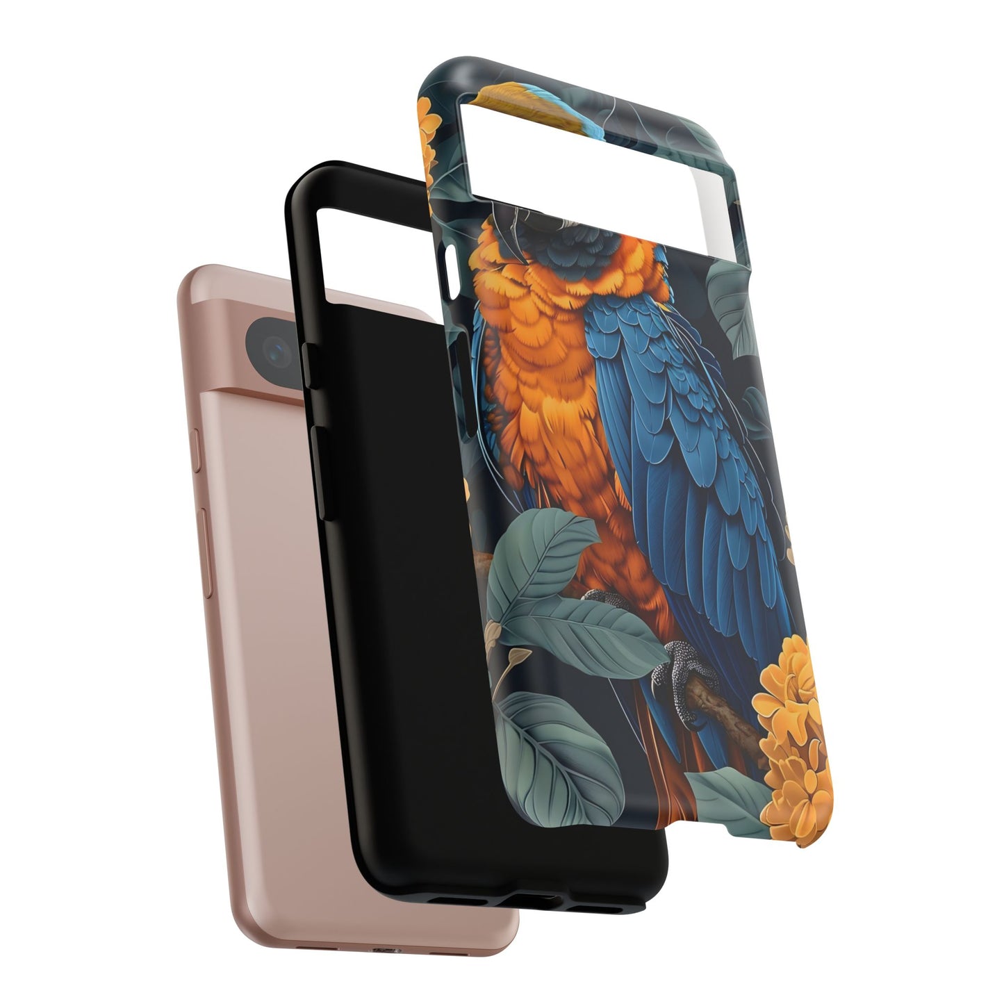 Tropical Parrot Phone Case - Tough Cases, Colorful Phone Cover, Nature Lover Gift, Floral Design, Bird Lover Accessory