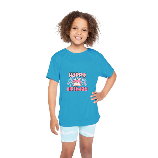Kids  Sports Jersey - Birthday Girl Leopard Pattern Retro Design - Happy Birthday Design