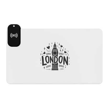 LED Gaming Mouse Pad - Wireless Charging, Perfect for Gamers, Desk Setup, Gifts for Tech Lovers, Modern Office Decor, LED Accessories