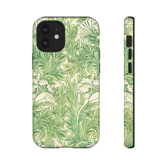 Green Floral Phone Case, Botanical iPhone Cover, Tough Phone Shell, Nature-inspired Gift, Eco-friendly Tech Accessory