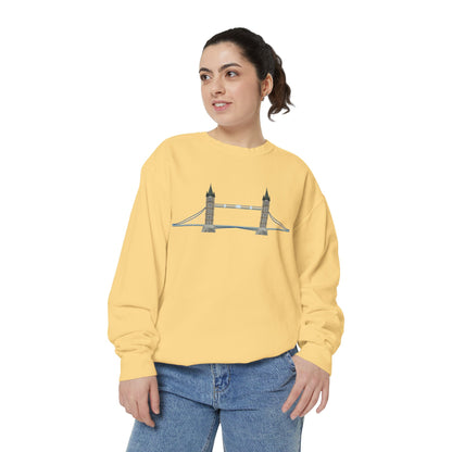 Unisex Garment-Dyed Sweatshirt - Tower Bridge - Iconic London Landmark