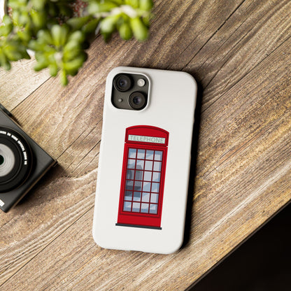 British Phone Booth Slim Phone Cases, Retro Phone Case for Travelers, Cool Cellphone Accessory, Gift for Brits, London Theme Tech Gear