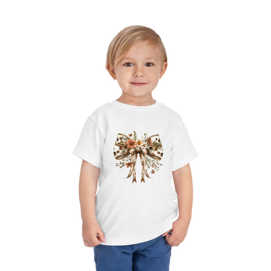 Toddler Short Sleeve Tee – Wildflower and Cow Print Ribbon Bow Clipart - Cute & Comfy Everyday Wear