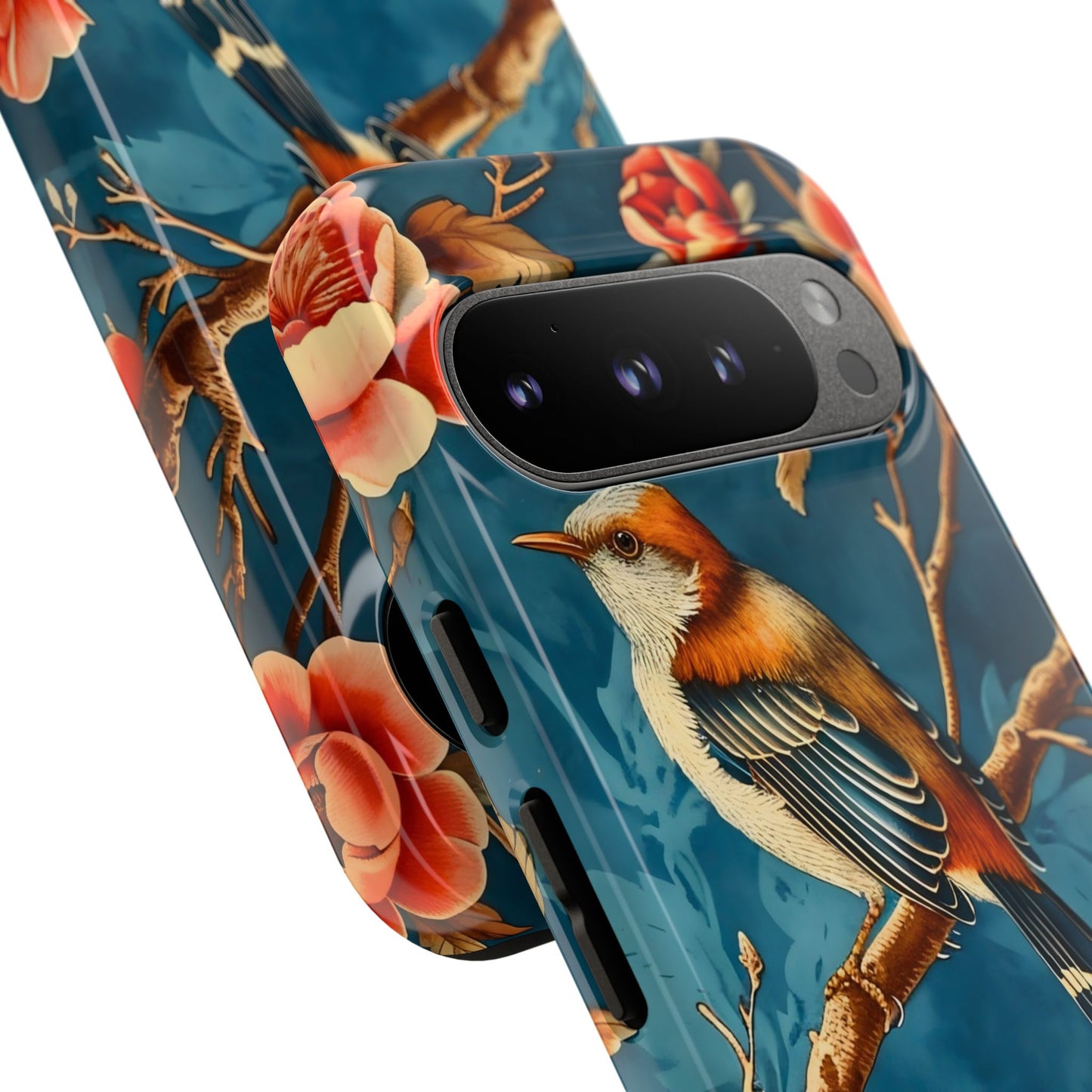 Bird & Floral Phone Case, Tough Cases for Nature Lovers, Gift for Her, Customizable Design, Vibrant Tech Accessories