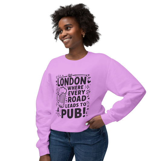 Unisex Lightweight Crewneck Sweatshirt - London's Pub Leading Roads