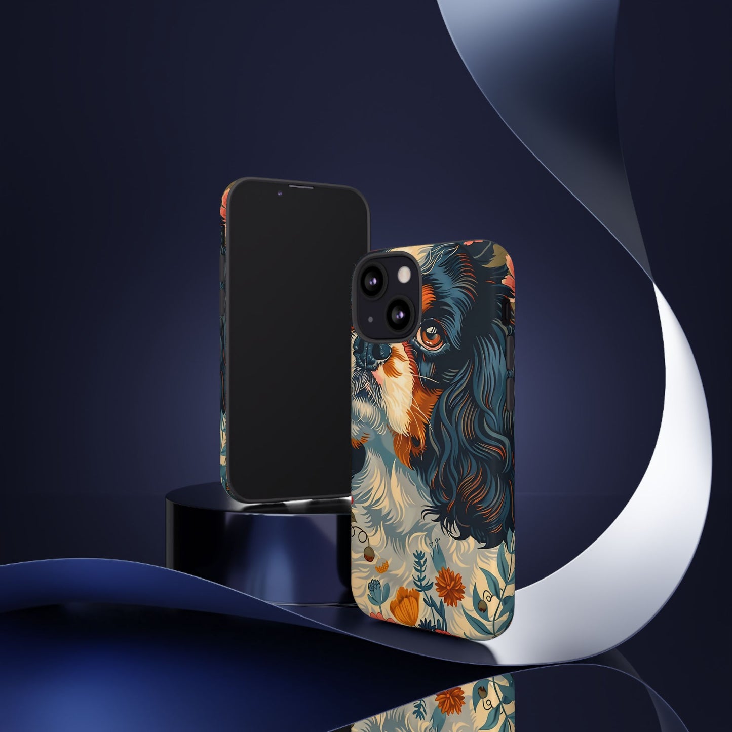 Cavalier King Charles Spaniel Phone Case, Floral Dog Lover Gift, Tough Phone Cover, Pet Owner Accessory, Unique Dog Design