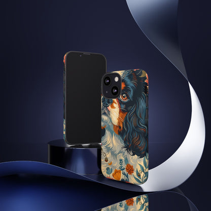Cavalier King Charles Spaniel Phone Case, Floral Dog Lover Gift, Tough Phone Cover, Pet Owner Accessory, Unique Dog Design