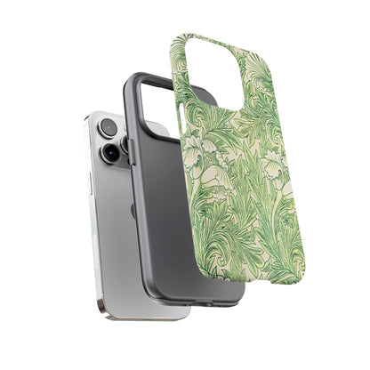 Green Floral Phone Case, Botanical iPhone Cover, Tough Phone Shell, Nature-inspired Gift, Eco-friendly Tech Accessory