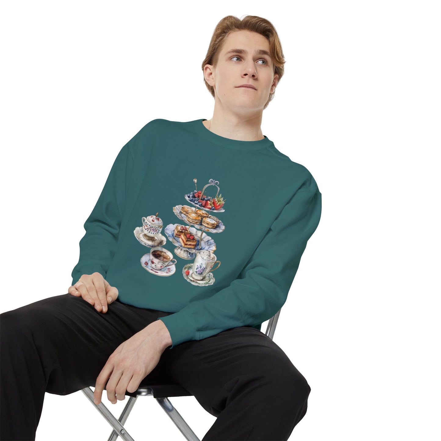 Unisex Garment-Dyed Sweatshirt - British Food Traditional Dishes and Culinary Delights