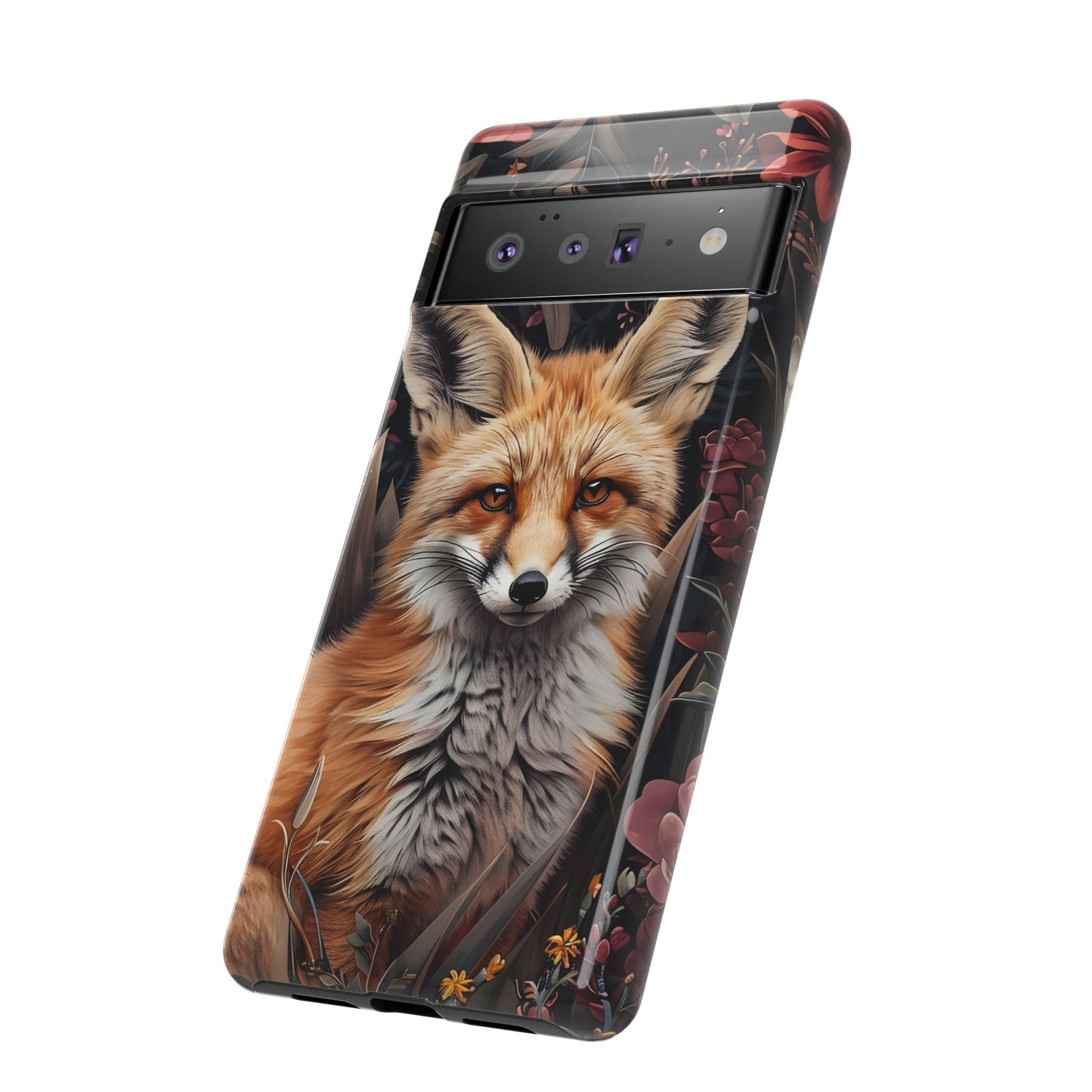 Fox Floral Phone Case, Tough Cases for Animal Lovers, Nature Themed Gift, Cute Phone Cover, Wild Fox Protector