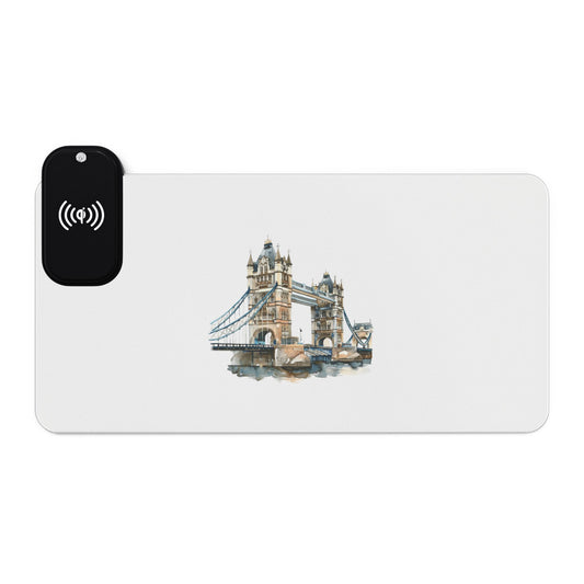 Tower Bridge Sketch – London’s Iconic Structure - LED Wireless Charging Gaming Mouse Pad - Perfect for Gamers, Office Use, Desk Decor, Unique Gift Ideas, Gaming Accessories