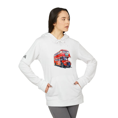 adidas Unisex Fleece Hoodie - London Transport English Bus - Iconic Red Double-Decker Design