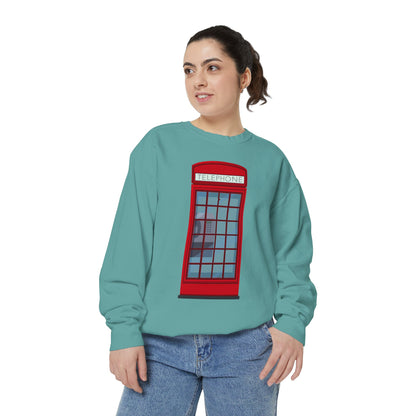 Unisex Garment-Dyed Sweatshirt - Iconic British Public Telephone