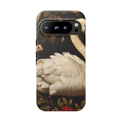 Elegant Swan Phone Case, Floral iPhone Cover, Tough Phone Case, Gift for Her, Nature Lover, Mother's Day, Birthday