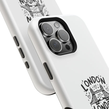 London Love Magnetic Tough Case, Personalized Phone Case, Unique London Design, Gift for Travelers, Cute London Souvenir