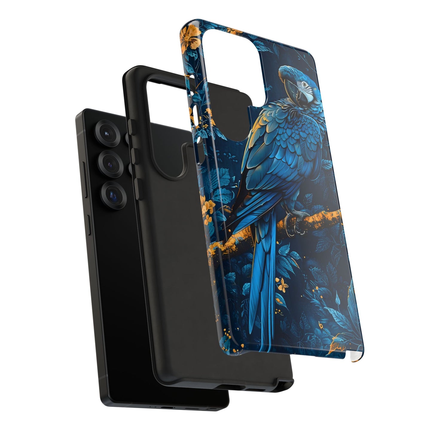 Tough Cases - Vibrant Blue Parrot Phone Case, Tropical Bird Phone Cover, Nature Lover Gift, Eco-Friendly Accessories, Unique Wildlife Decor