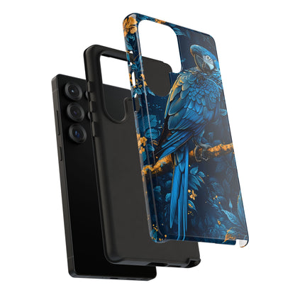 Tough Cases - Vibrant Blue Parrot Phone Case, Tropical Bird Phone Cover, Nature Lover Gift, Eco-Friendly Accessories, Unique Wildlife Decor