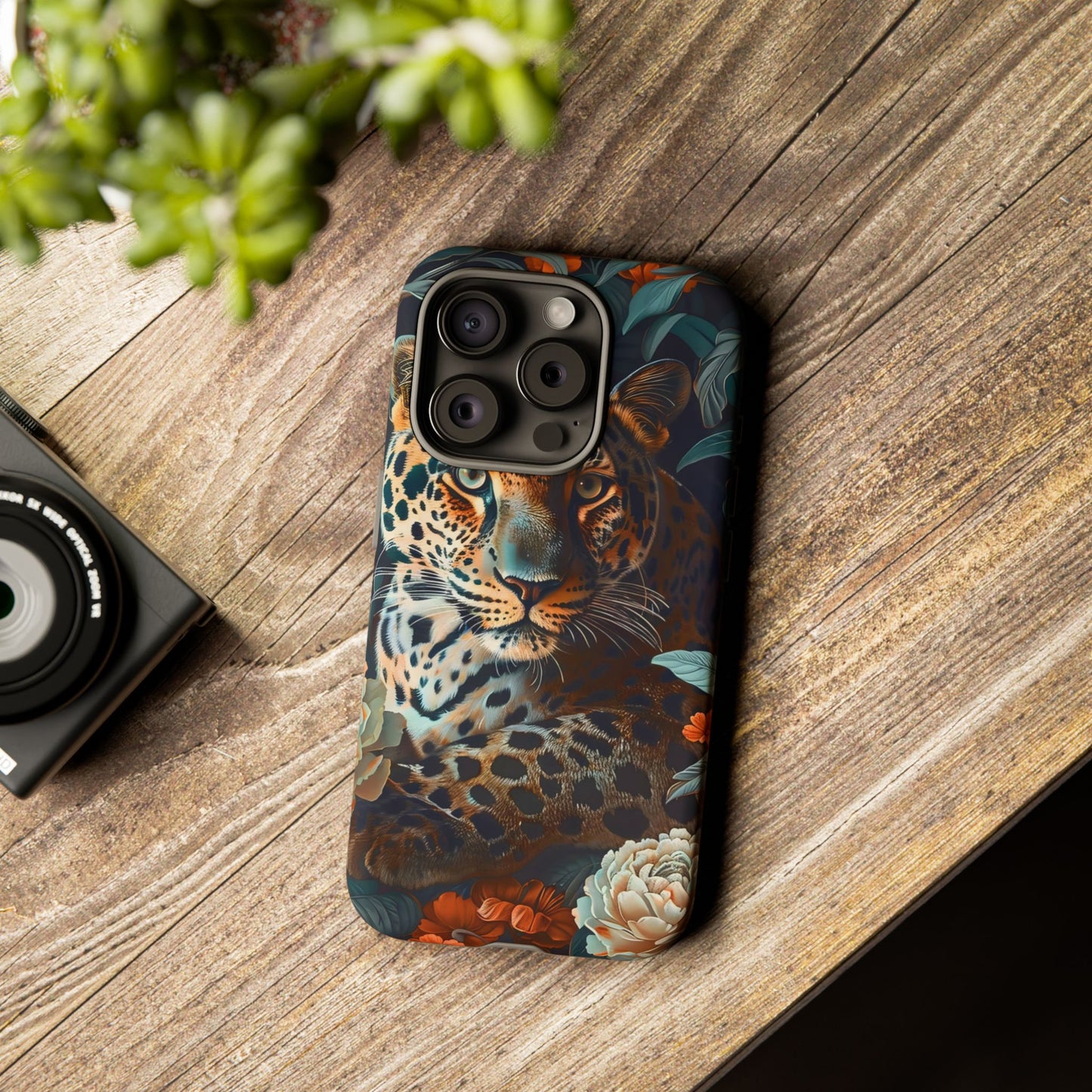 Wildlife Phone Case with Leopard Design | Tough Cases, Animal Prints, Floral Phone Cover, Gift for Nature Lovers, Unique Phone Accessories