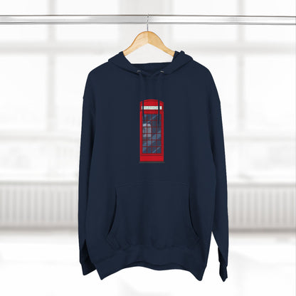 Iconic British Red Telephone Relaxed Three-Panel Fleece Hoodie