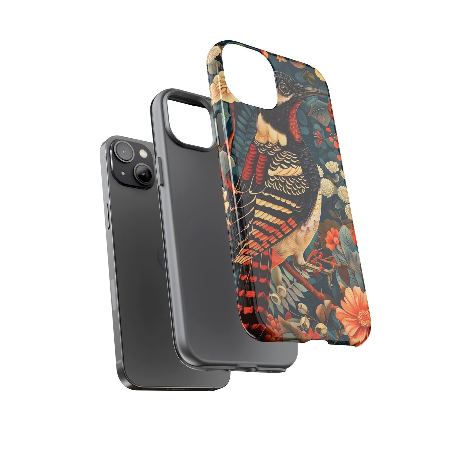 Nature-Inspired Phone Case with Floral Art, Tough Phone Cover, Protective Case, Gift for Nature Lovers, Unique Phone Accessory