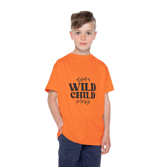 Kids Sports Jersey - Boho Wild Child Sublimation Graphic - Bright Orange Athletic Tee for Active Children
