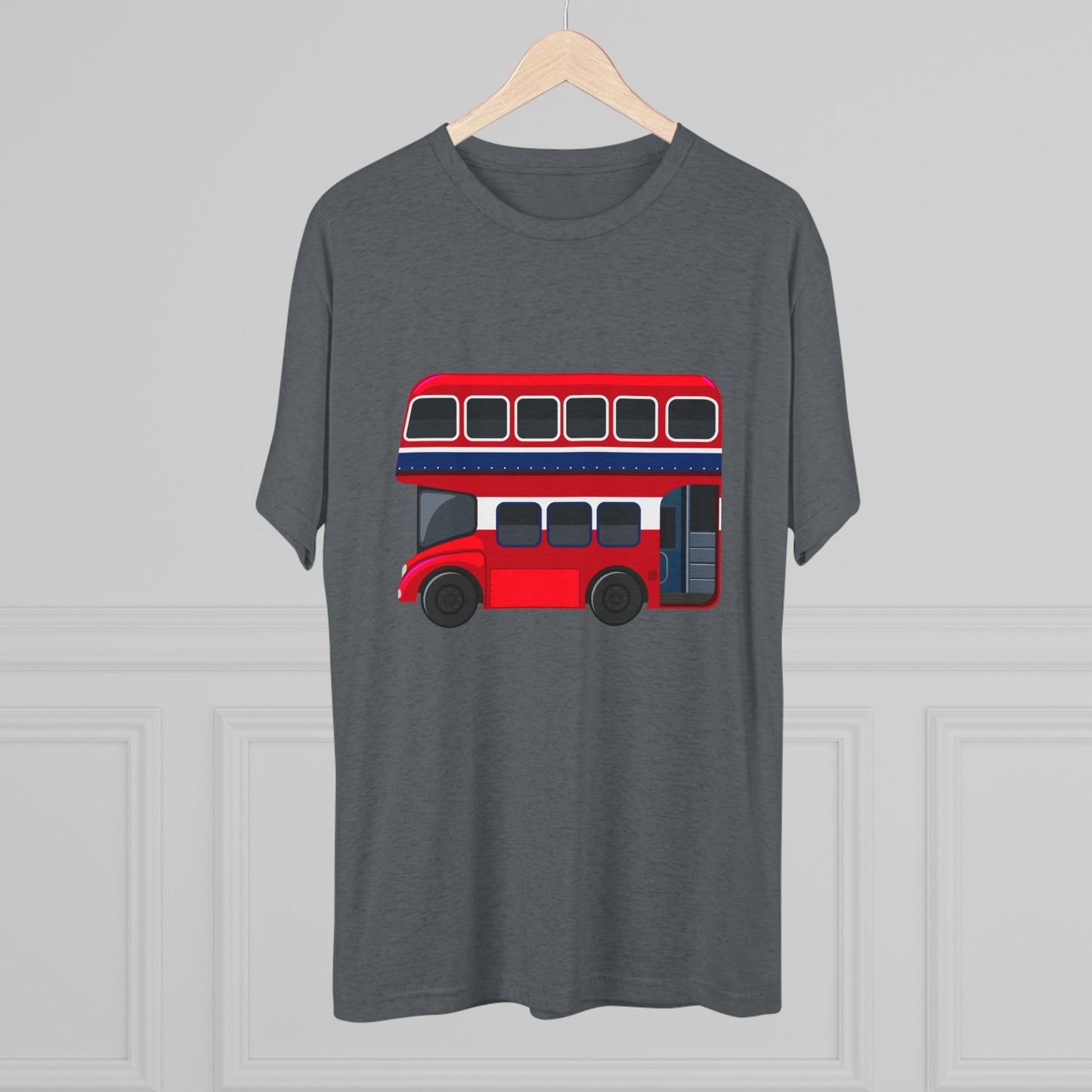 London Transport English Bus - Iconic Red Double-Decker Classy Unisex Tri-Blend Crew Tee