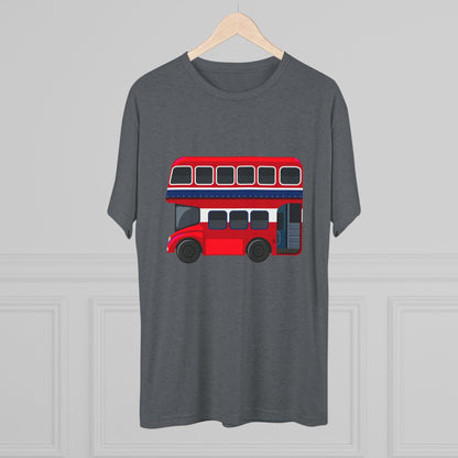 London Transport English Bus - Iconic Red Double-Decker Classy Unisex Tri-Blend Crew Tee