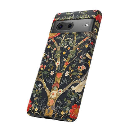 Floral Phone Case with Vibrant Tree Design, Tough Phone Cover, Unique Floral Pattern, Eco-Friendly Phone Accessories, Gift for Nature Lovers