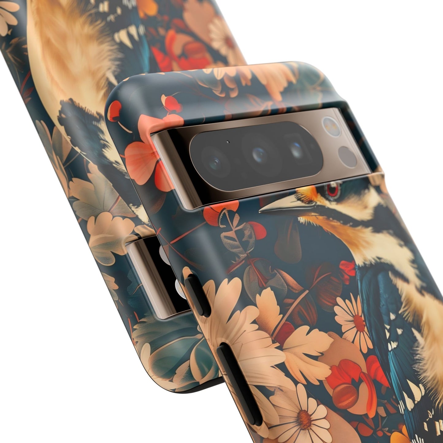 Artistic Bird Phone Case, Unique Tough Cases for Nature Lovers, Floral Design, Cute Gift, Customized Phone Accessories